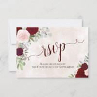 Pink & Red Roses Elegant Calligraphy Wedding