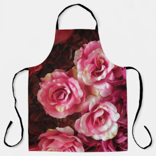 Pink, red roses: fabric background. apron