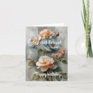 Pink Red Roses For a Special Friend Birthday Card