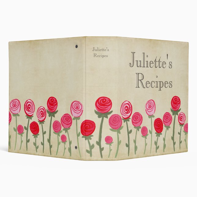Pink Red Roses Recipe Book Cooking Binder (Background)