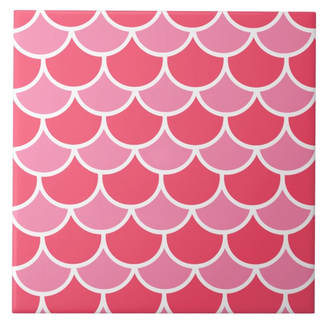 Pink red scallop pattern tile (Front)