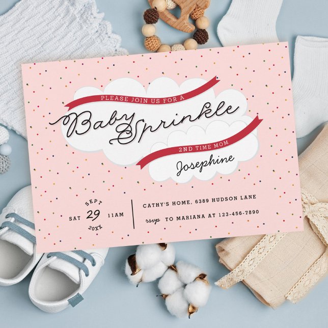 Pink Red Second Baby Sprinkle Invitation (Creator Uploaded)