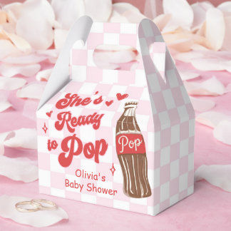 Pink Red She's Ready to Pop Baby Shower Favor Box