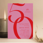Pink Red Shh It's a Surprise 50th Birthday Party Invitation<br><div class="desc">Celebrate your 50th birthday with these modern party invitations. Personalize your invitations with your party details and edit text,  fonts and colours.</div>