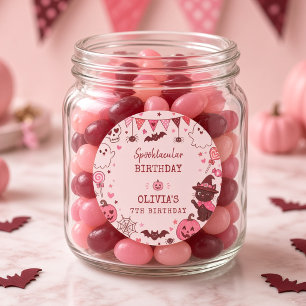 Pink Red Spooktacular Ghost Personalized Birthday Classic Round Sticker
