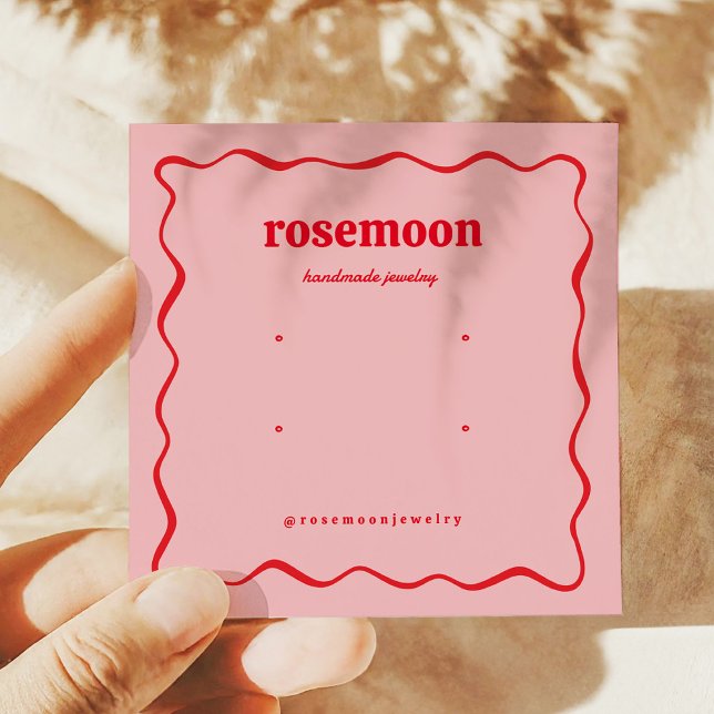 Pink Red Squiggle Modern Earring Display Card (Creator Uploaded)
