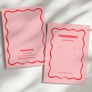 Pink Red Squiggle Modern Earring Display Card