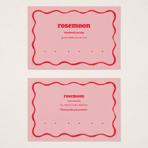 Pink Red Squiggle Wavy Modern Earring Display Card