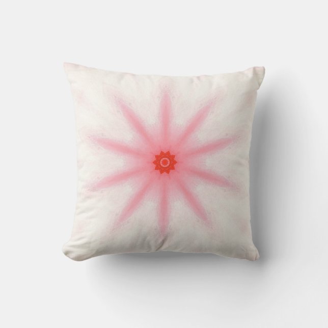 Pink Red Star Kaleidoscope Pattern Pillows (Front)