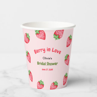 Pink & Red Strawberry Berry in Love Bridal Shower Paper Cups