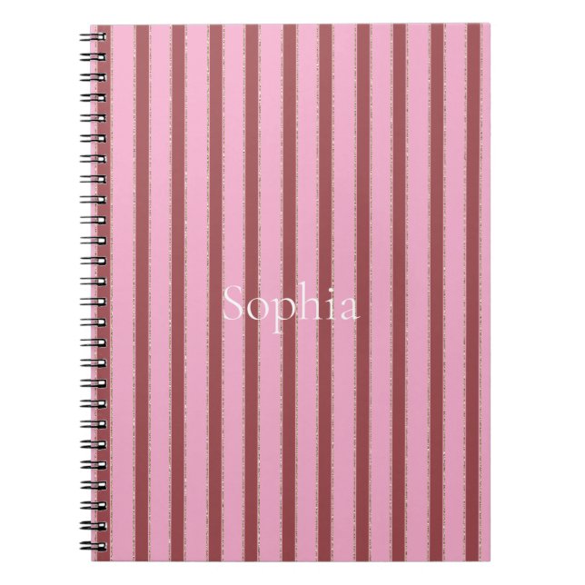 Pink Red Stripes Notebook (Front)