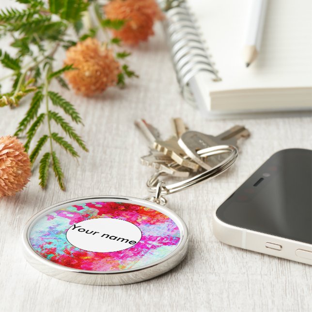 Pink red texture keychain (Side)