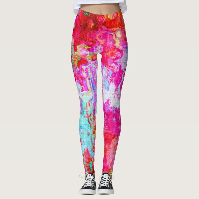 Pink red texture leggings (Front)