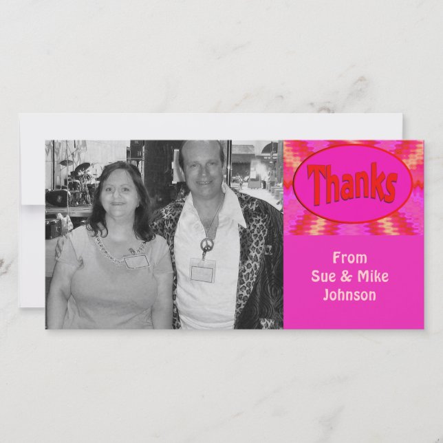 pink red thanks thank you card (Front)