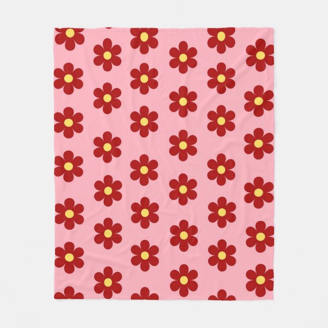Pink Red Tropical Floral Botanical Spring Summer  Fleece Blanket (Front)