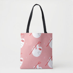 Pink Red Tropical Sloth Vintage Tote Bag