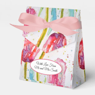 Pink Red Tulip and Bee Watercolor Painting Wedding Favor Box