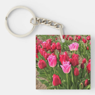 Pink & Red Tulips Keychain