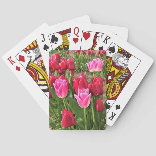 Pink & Red Tulips Playing Cards (Back)