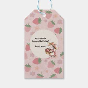 Pink Red Two Sweet Strawberry 2nd Birthday Party Gift Tags