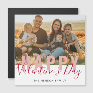 Pink Red Valentine`s Day Script Family Photo
