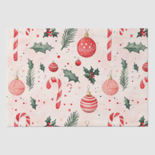Pink Red Vintage Christmas Tissue Paper