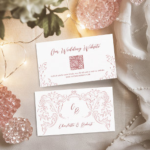 Pink Red Vintage Flourish QR code Website Card