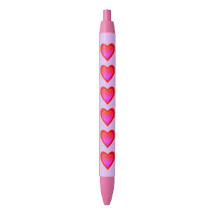 Pink Red Violet Hearts 4Kimberly Black Ink Pen