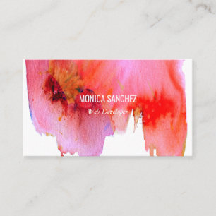 Pink red watercolor abstract business card design