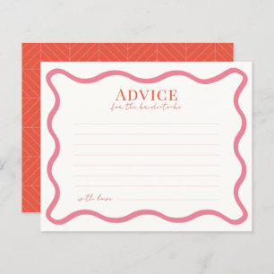 Pink & Red Wavy Frame Bridal Shower Advice Card