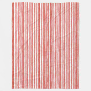 Pink Red White Cane Stripes Christmas Fleece Blanket