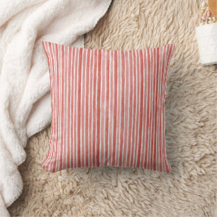 Pink Red White Cane Stripes Christmas Throw Pillow