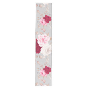 pink red white elegant floral medium table runner