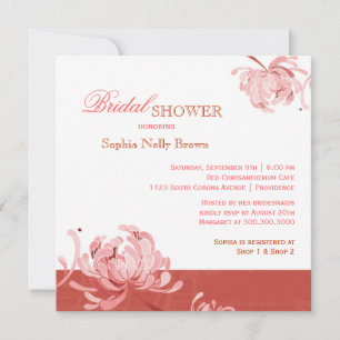 Pink Red White Floral Bridal Shower Invitation