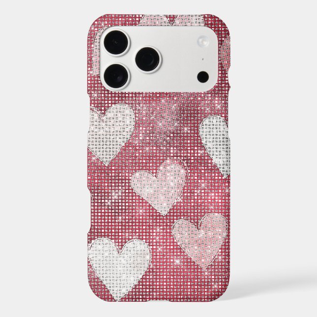 Pink Red White Hearts Sparkle (Back)