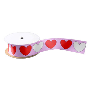 Pink Red White Hearts Valentines Day 4Robin Satin Ribbon