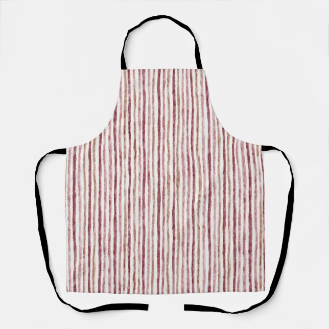 Pink Red White Stripes Christmas Apron (Front)
