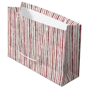 Pink Red White Stripes Christmas Large Gift Bag