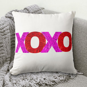 Pink Red XOXO Valentine’s Day Bold Modern Graphic  Throw Pillow