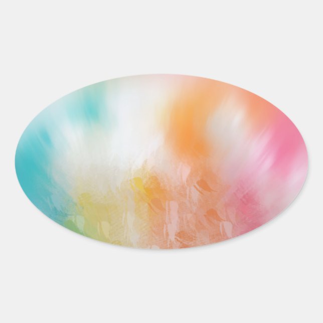 Pink Red Yellow Blue Template Trendy Abstract Art Oval Sticker (Front)
