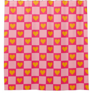 Pink Red Yellow Heart Love Chequered Y2K Pattern