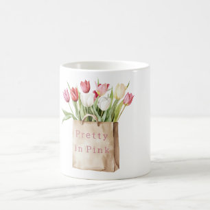 Pink Red Yellow White Tulip Flowers in Bag Coffee Mug