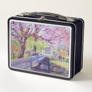 Pink Redbud Blossoms At Williamsburg Virginia Metal Lunch Box
