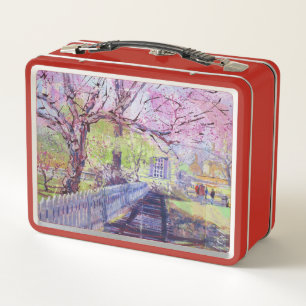 Pink Redbud Blossoms At Williamsburg Virginia Metal Lunch Box