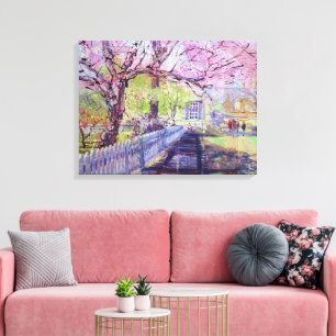 Pink Redbud Tree Blossoms At Williamsburg Virginia Canvas Print
