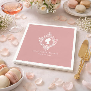  Pink Regency Lady Crest Dusty Rose Bridal Shower Napkin
