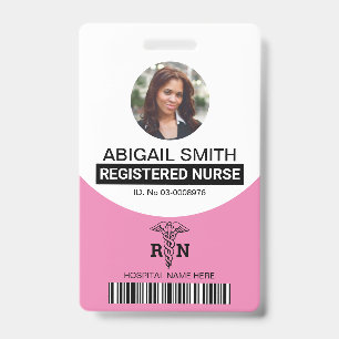 Pink Registered nurse caduceus photo template Badge
