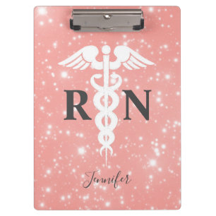 Pink Registered Nurse RN Script Personalized Clipboard