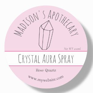 Pink Reiki Crystal Product Labels