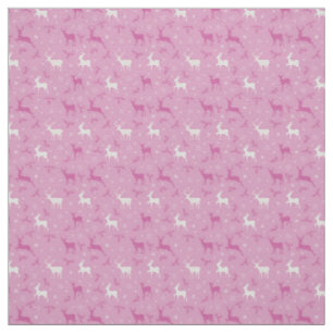 Pink Reindeer Christmas Holiday Fabric